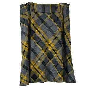 Vintage NY&C Women's Gray Yellow Plaid Skirt Size 16 Dark Academia Clueless GUC